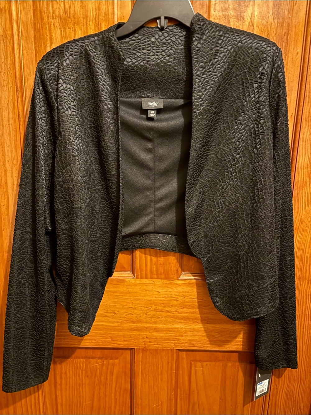 Mossimo Black Textured Open Crop Jacket